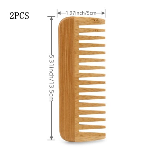 2Pcs Wide Tooth Bamboo Combs