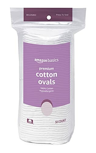 Amazon Basics premium cotton ovals packaging