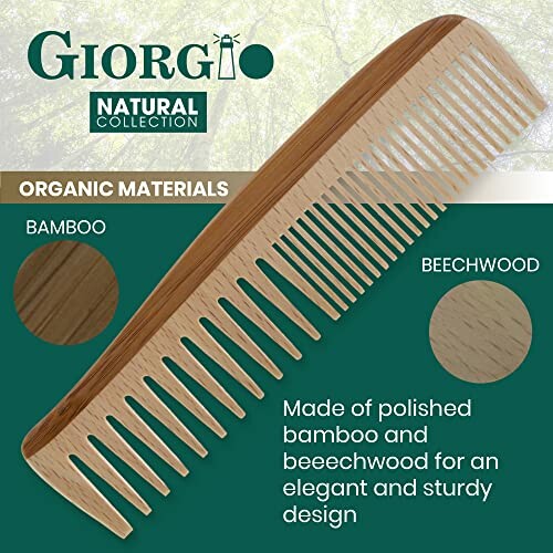 Bamboo and beechwood comb with organic materials.