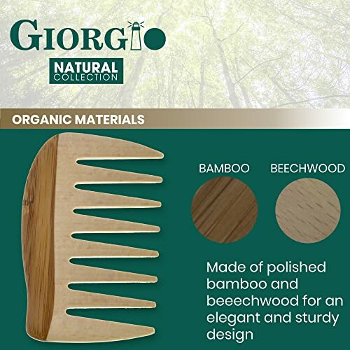 Bamboo and beechwood comb with organic materials label