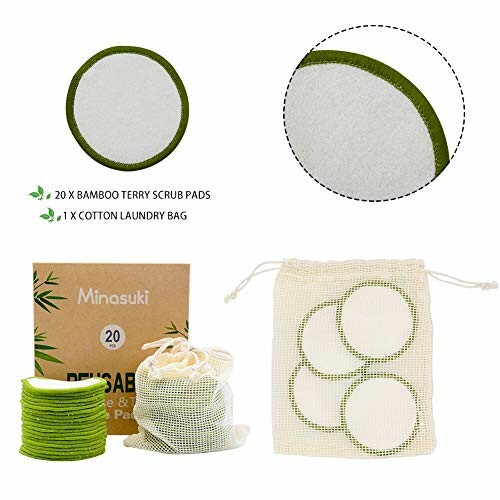 Bamboo terry scrub pads with cotton laundry bag.