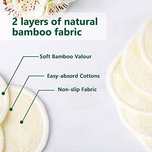 Natural bamboo fabric pads with soft bamboo valour, easy-absorb cottons, and non-slip fabric.