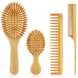 4PCS Bamboo Hair Brush Set