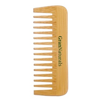 Bamboo comb with wide teeth and GranNaturals logo