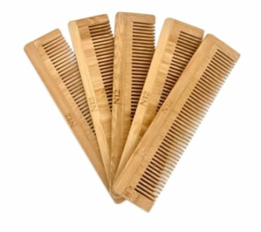 5 Bamboo Wood Pocket Beard Comb Set