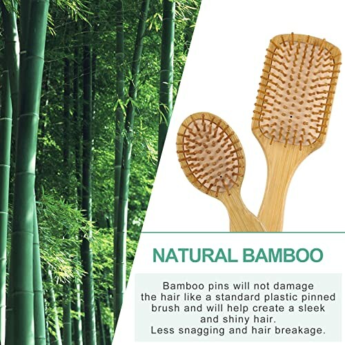 Bamboo hairbrush with natural bamboo background.