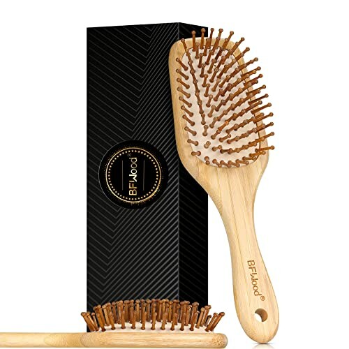 Bamboo hairbrush with box packaging