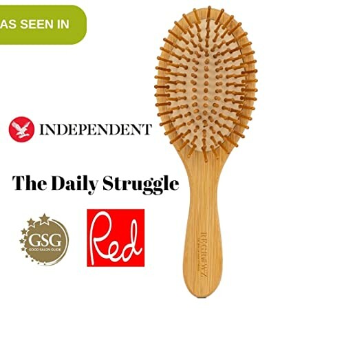 Bamboo hairbrush featured in media logos