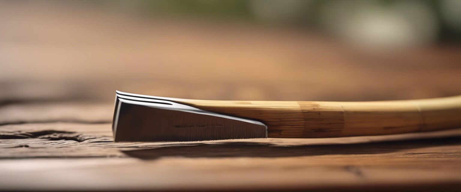 Bamboo razor on wooden background