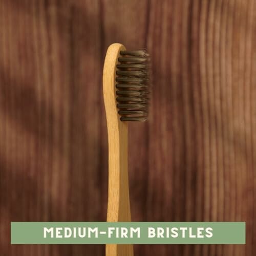 Bamboo toothbrush with medium-firm bristles.