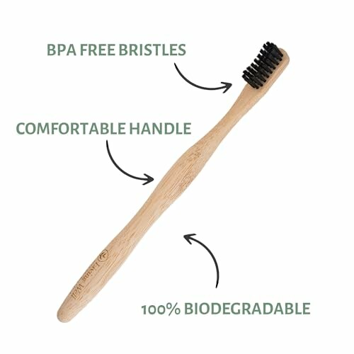 Bamboo toothbrush with BPA-free bristles and comfortable handle.