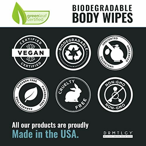 Image showing certifications: vegan, biodegradable, paraben free, cruelty free, non-GMO, made in the USA.