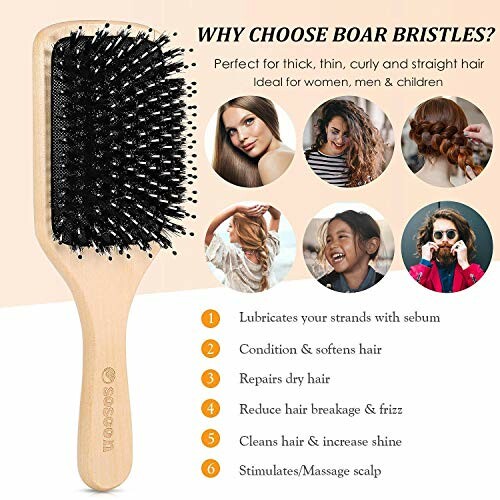 Boar bristle hairbrush benefits for various hair types and people.