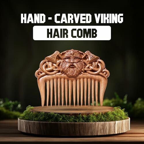 Hand-carved Viking hair comb with intricate design