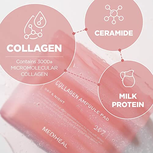 Collagen ampoule pad with ceramide and milk protein