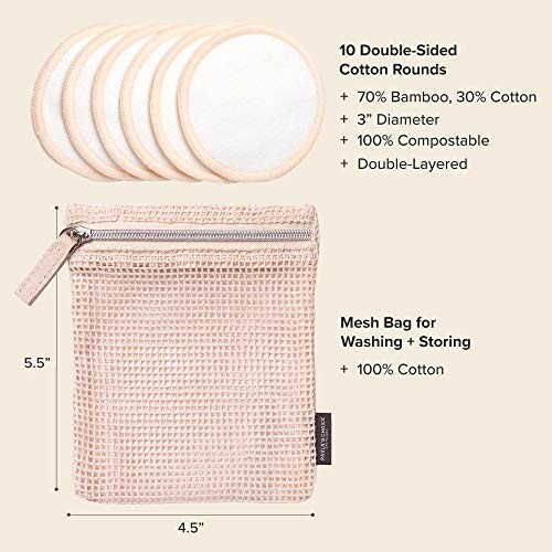 Set of double-sided cotton rounds with mesh bag.