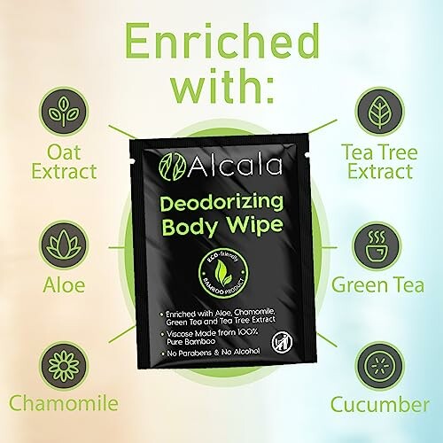 Alcala Deodorizing Body Wipe with natural extracts.