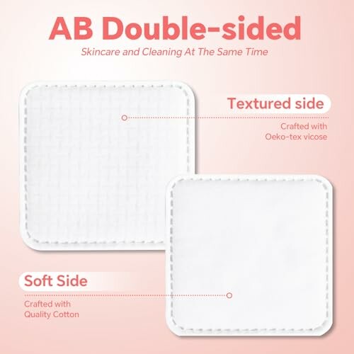 AB double-sided skincare and cleaning pads with textured and soft sides.