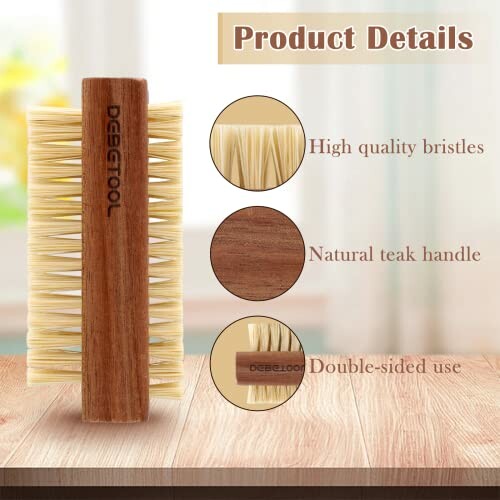 Wooden double-sided brush with high-quality bristles and teak handle.