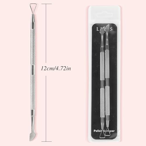 Dual-ended cuticle pusher with packaging.