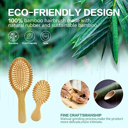 Eco-friendly bamboo hairbrush with sustainable design.