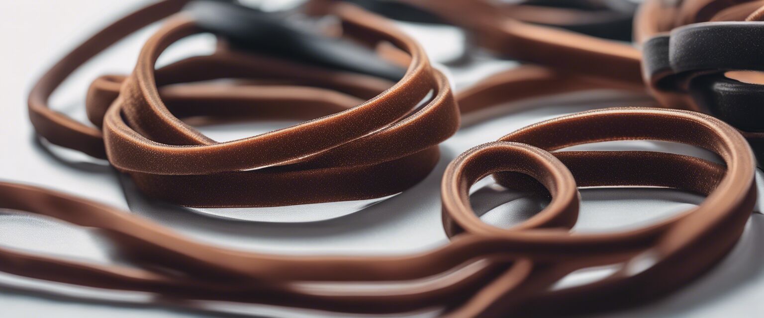 Natural rubber hair ties on a light background