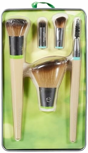 Eco-friendly makeup brush set in packaging