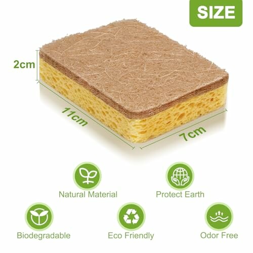 Eco-friendly sponge with natural material, biodegradable and odor-free.