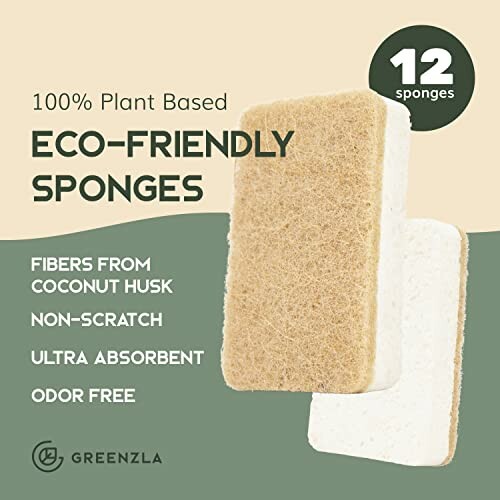 Eco-friendly plant-based sponges with coconut husk fibers.