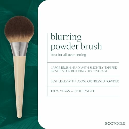 EcoTools blurring powder brush description with vegan and cruelty-free features.