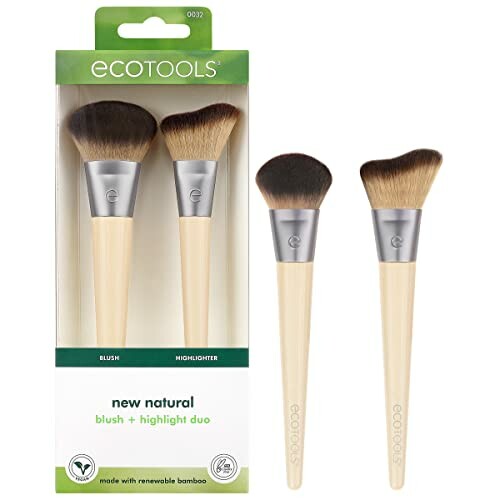 EcoTools blush and highlight brush duo, packaged and unpackaged.