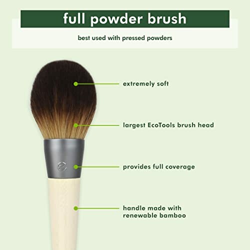 EcoTools full powder brush with features highlighted.