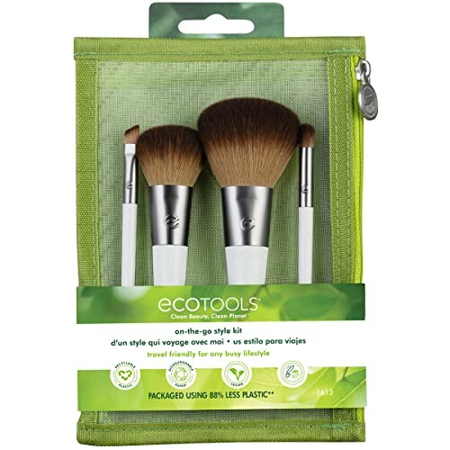 EcoTools on-the-go makeup brush kit in green pouch