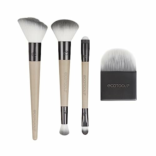 EcoTools makeup brush set with four different brushes.