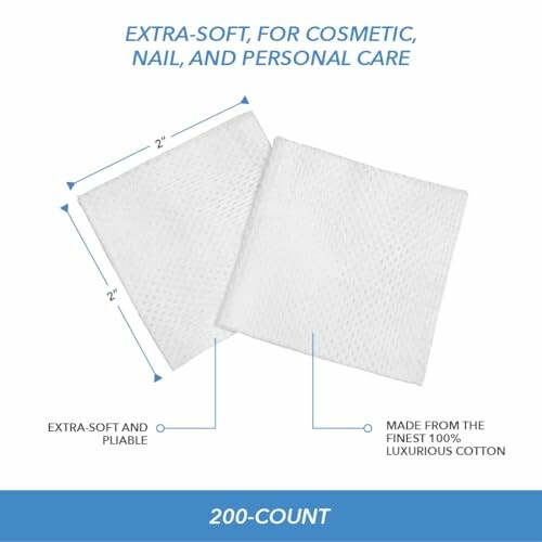 Extra-soft cotton pads for cosmetic, nail, and personal care, 200-count