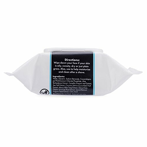 Package of facial wipes with directions and ingredients listed.