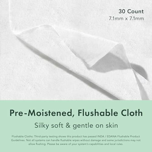 Packaging for pre-moistened, flushable cloths.