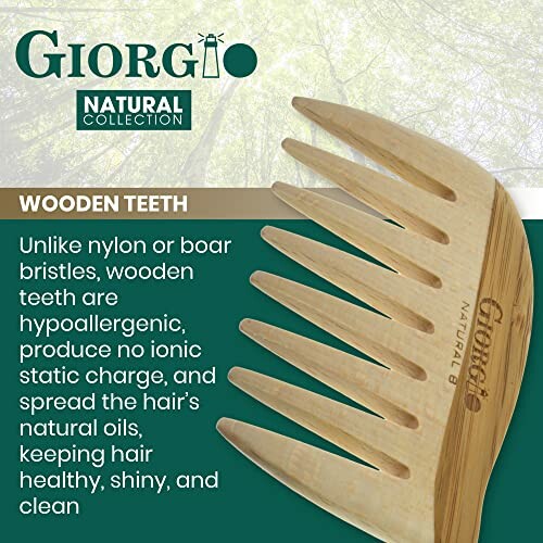 Giorgio wooden comb with hypoallergenic wooden teeth