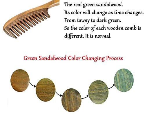 Green sandalwood comb and color change process illustration