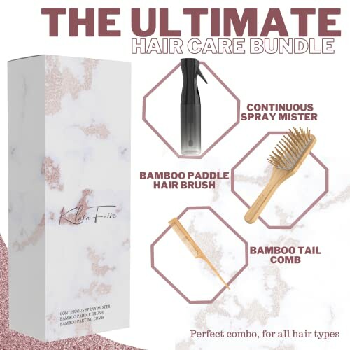 Ultimate hair care bundle with spray mister, paddle brush, and tail comb.