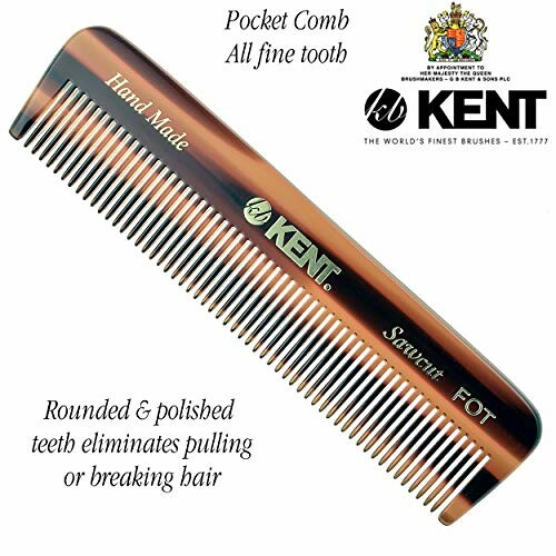 Kent handmade pocket comb with fine teeth and polished finish.