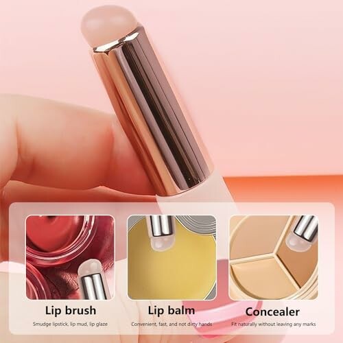 Multifunctional lip brush with lip balm and concealer options.