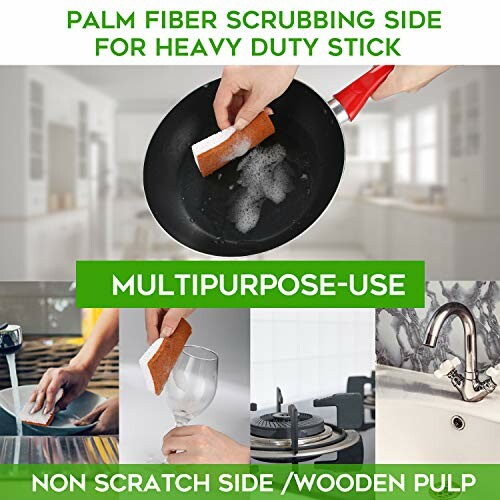 Multipurpose scrubber cleaning various kitchen items.