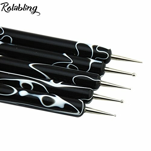 Set of black and white nail art dotting tools