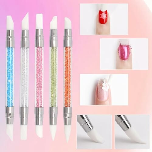 Nail art dotting tools with nail design examples