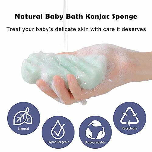 Natural baby bath konjac sponge with water and foam