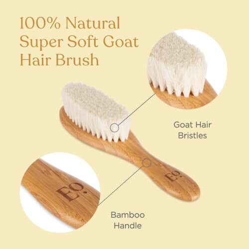 Brush with goat hair bristles and bamboo handle.