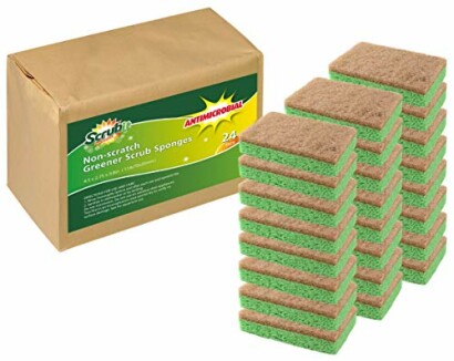 Non-scratch greener scrub sponges with packaging