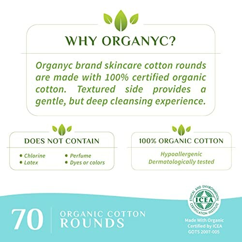 Organyc cotton rounds benefits and features description.