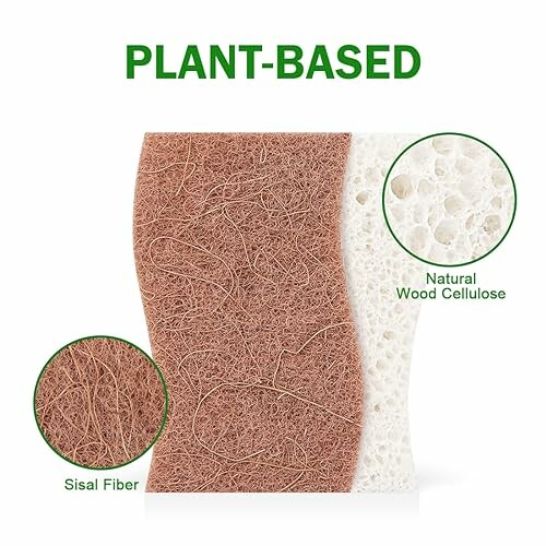 Close-up of plant-based sponge with sisal fiber and natural wood cellulose.